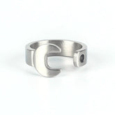 Punk Gothic Wrench Open Ring in Black Stainless Steel